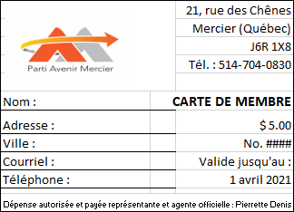 Demande cartes de membres